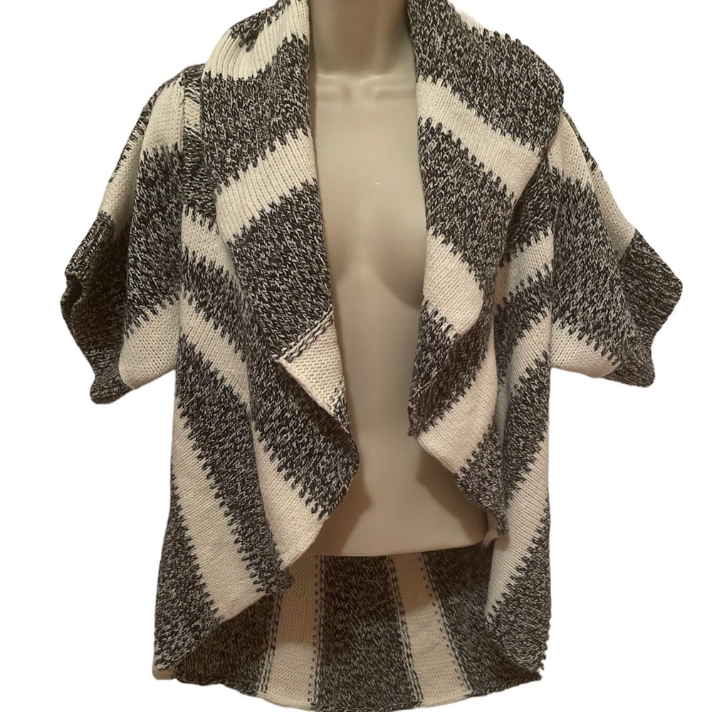 Express Women’s Open Cardigan Sweater Merino Wool Blend Black & White Size XS